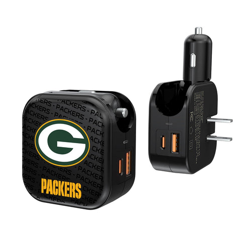 Green Bay Packers Blackletter 2 in 1 USB A/C Charger-0