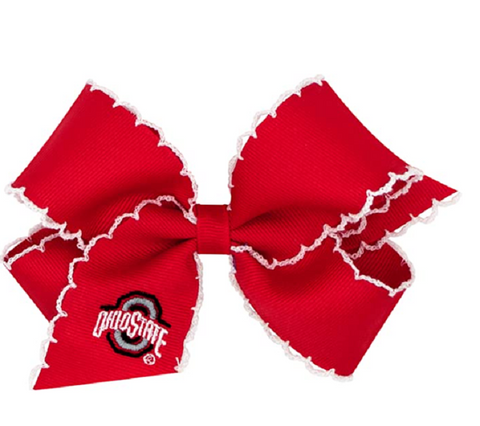 Ohio State Girls Medium Size Embroidered Moonstitch Game Day Hair Bow