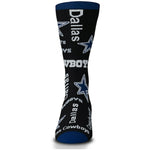 Dallas Cowboys End to End Black Crew Socks